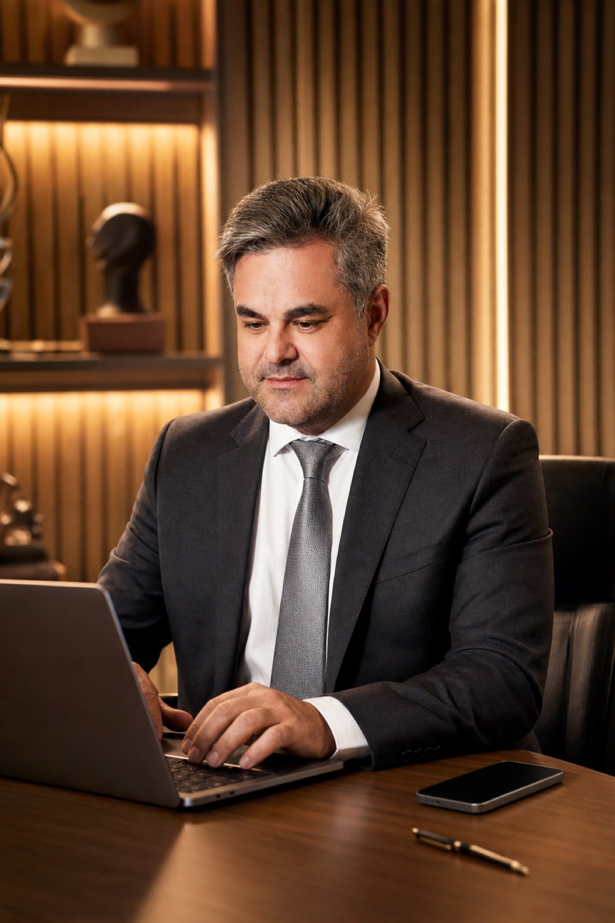 Dr. Mário Vasconcelos utilizando notebook